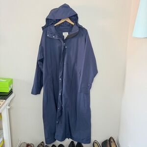 L.L. Bean Women's Navy Hooded Raincoat